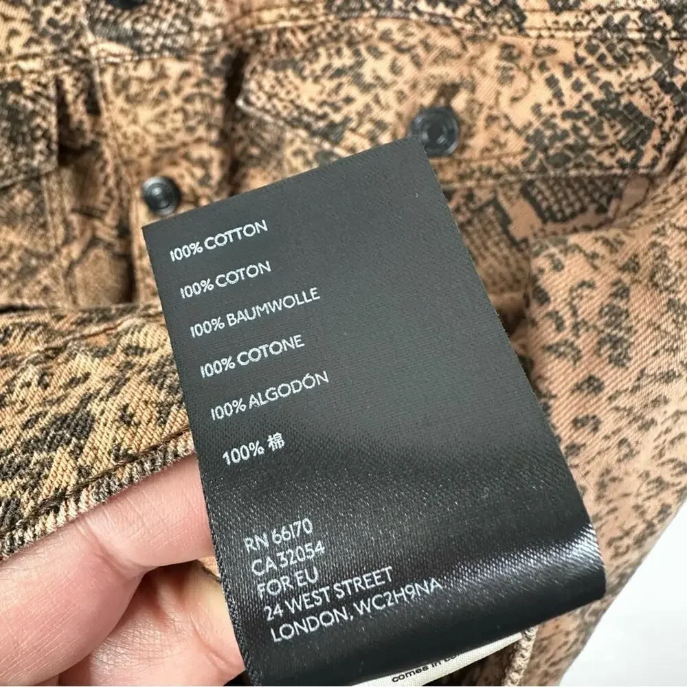 Free People Brown Snake Print Button Front Denim Trucker Jacket Size M - Picture 12 of 15